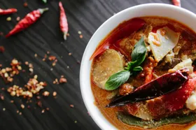Placeholder image — a plate of Vietnamese herbs, mint, perilla and basil